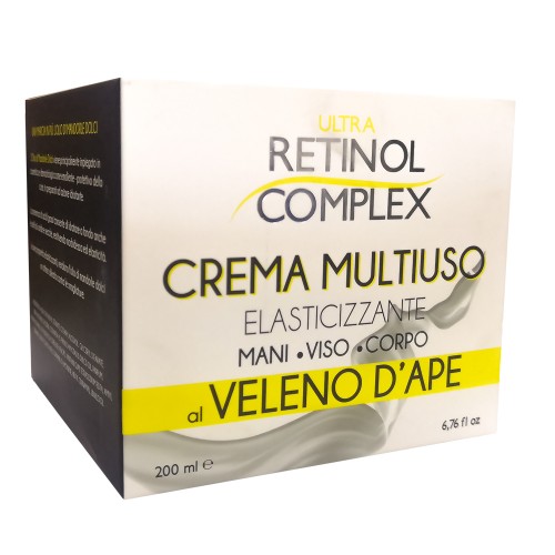 Retinol Complex Crema Multiuso Elasticizzante Mani Viso Corpo Al Veleno D'api 250ml